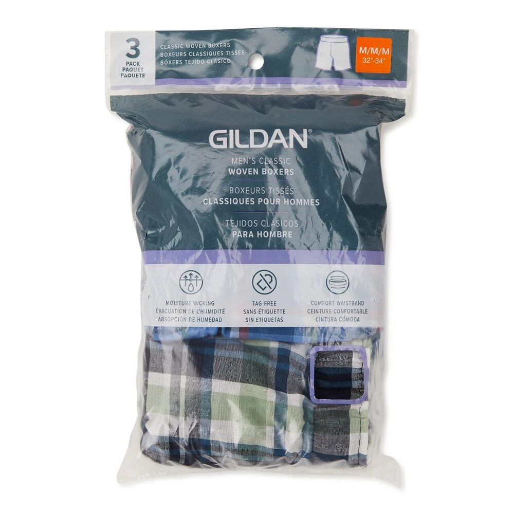 NWT Gildan Men’s  M, L, 2XL Classic Boxers 3-Pack – Soft Cotton Blend Underwear - Picture 2 of 4